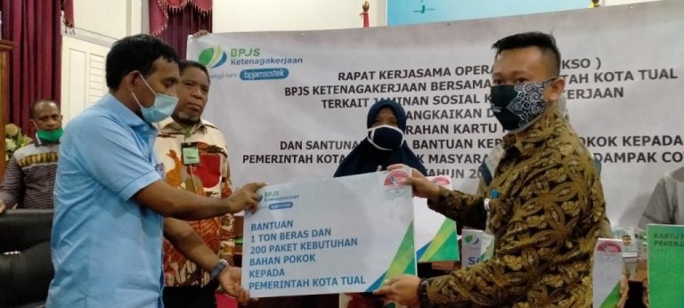 Pemerintah Kota Tual Terima Bantuan dari BPJS Ketenagakerjaan