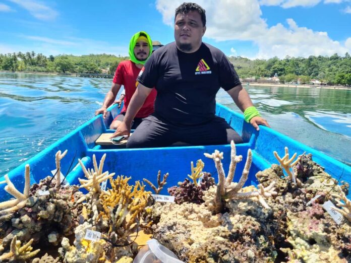 Kreatifitas anak anak alam (Kanal) Maluku, menggelar aksi peduli lingkungan dengan melakukan transplantasi karang pada kawasan terumbu karang yang rusak di pantai Negeri Kulur