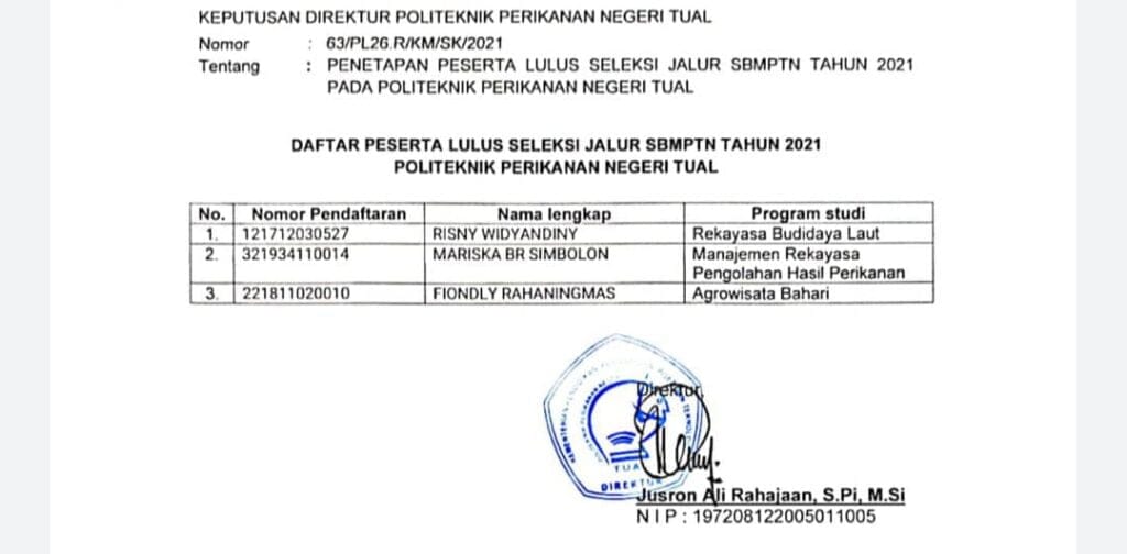 Hasil SBMPTN Polikant 2021 dan Info Registrasi Ulang 1 daftar peserta lulus sbmptn 2021 suaradamai Suaradamai.com