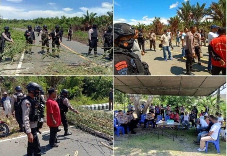 Brimob Maluku Bantu Buka Akses Jalan yang Ditutup Warga Adat Papua