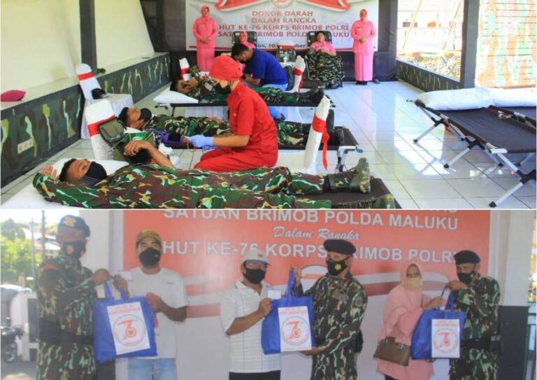 Serbuan Vaksinasi Dan Bagi Sembako Gratis Warnai HUT Ke-76 Korps Brimob Polri