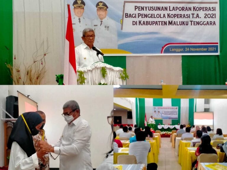 Bupati Malra M. Thaher Hanubun membuka kegiatan pelatihan penyusunan laporan koperasi di Suita Hotel Langgur, Rabu (24/11/2021). Foto: Labes Remetwa
