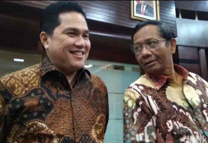 Ketum PSSI 2023-2027 Erick Thohir (kiri) dan Menkopolhukam Mahfud MD (Kanan). (Gambar: Instagram)