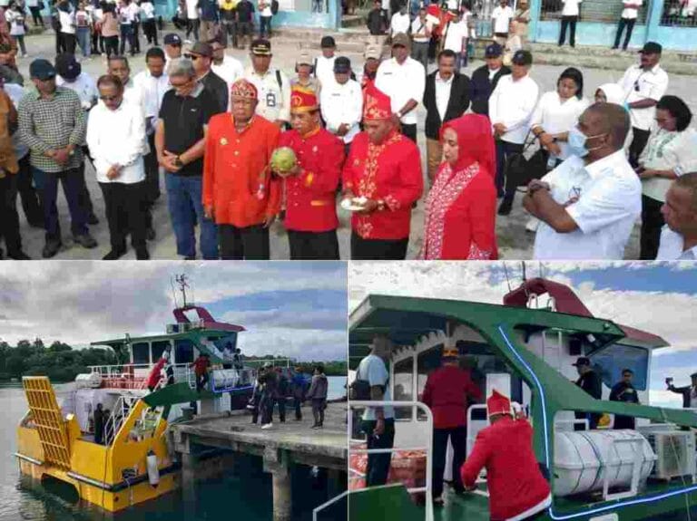Ritual “rinin” untuk KMP. MTH mengiringi perjalanan peserta Kunker Gubernur Maluku ke Kei Besar. Ritual dilaksanakan di Pelabuhan Motor Watdek, Rabu (3/5/2023). Foto: Labes Remetwa