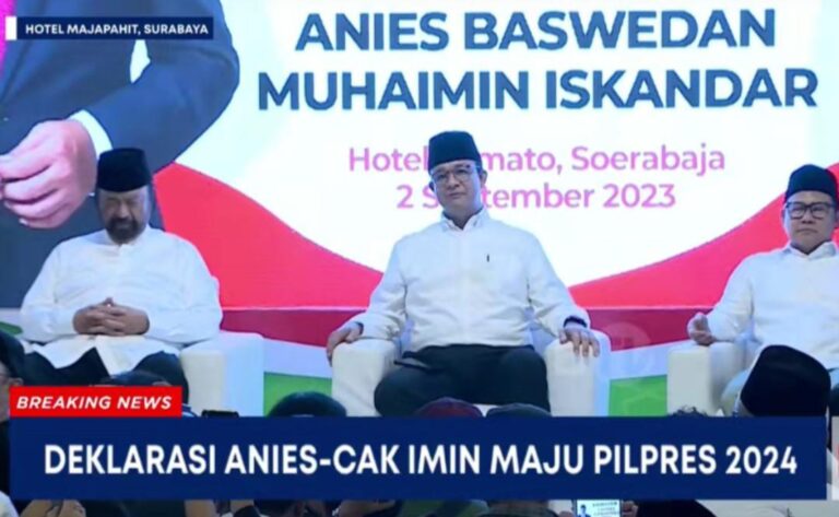 Anies-Cak Imin Dideklarasikan Capres Cawapres di Pilpres 2024