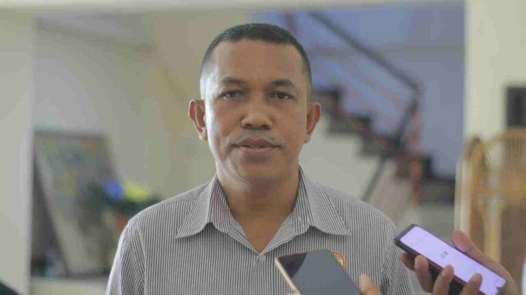 Koordinator Divisi (Kordiv) Hukum, Pencegahan, Parmas dan Humas (HP2H) Bawaslu Malra, Marsellus Hungan, kepada wartawan di sela-sela kegiatan sosialisasi pengawasan partisipatif kepada OKP dan Ormas di Hotel Suita Langgur, Sabtu (3/8/2024). Foto: Labes Remetwa