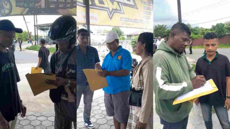 Kolase foto: masyarakat menandatangani petisi, mendukung pemerintahan Pj. Bupati Malra Samuel Huwae, Senin (13/1/2025). Foto: Labes Remetwa