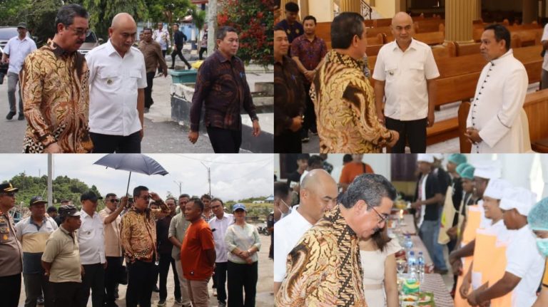 Hari kedua kunjungan Gubernur Maluku, Hendrik Lewerissa ke Kabupaten Kepulauan Aru. Kolase Foto: Henrik T.